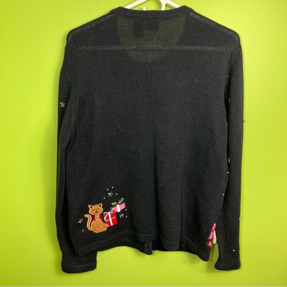 Holiday Christmas Tree Sweater Basic Editions cardigan size S - Picture 4 of 5
